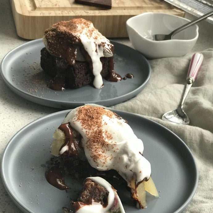 Triple Chocolate and Pear classic dessert from my childhood
